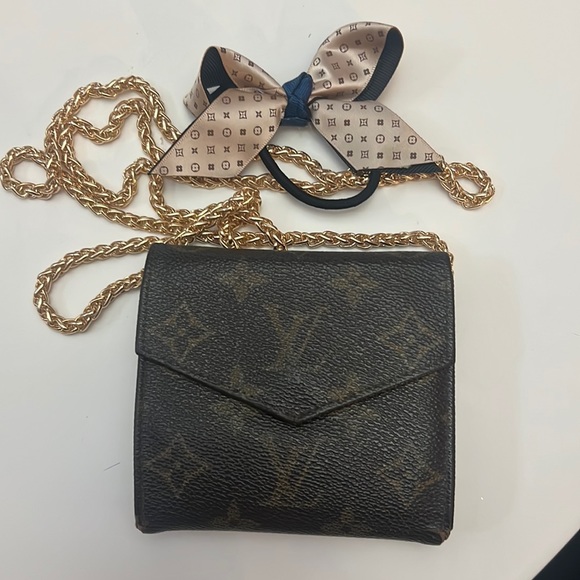 Authentic Louis Vuitton Monogram Leather Bifold Envelope Wallet on Chain WOC - Picture 5 of 15